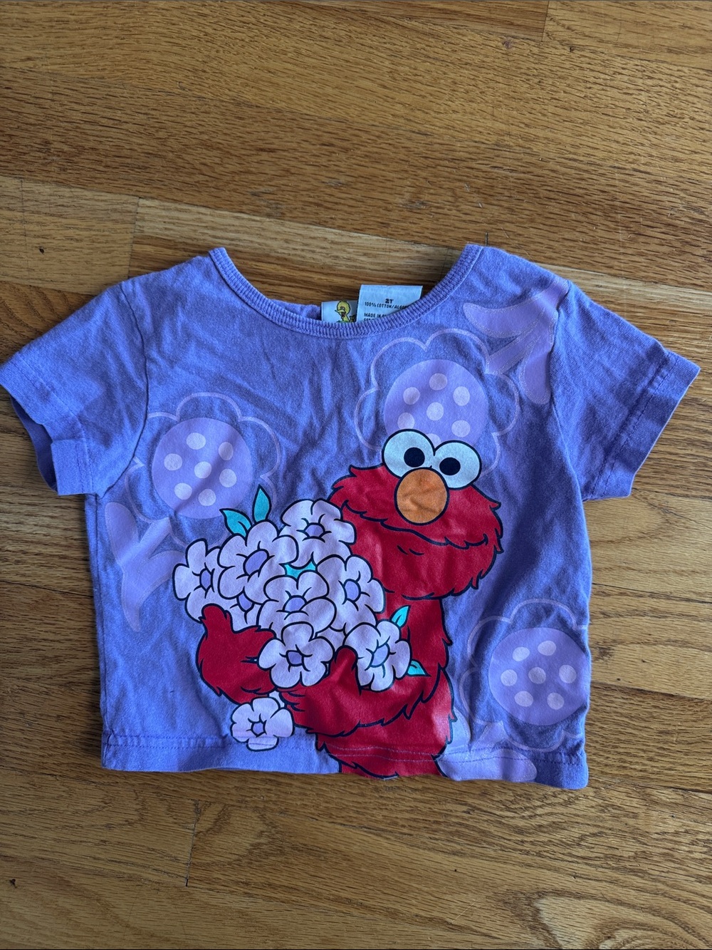 Sesame Street Purple Elmo Floral Graphic Tee 2T 100% cotton